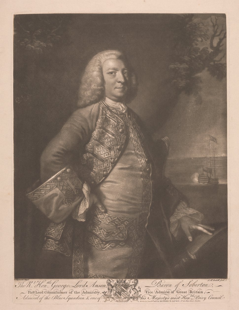 De Zeer Eerwaarde George Lord Anson door James McArdell