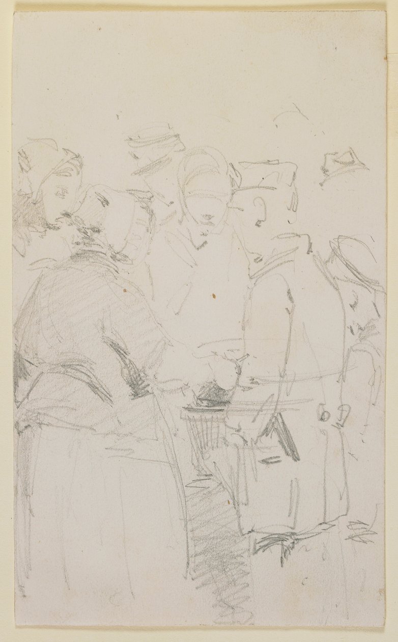 Een groep figuren rond een vuurkorf door James Abbott McNeill Whistler