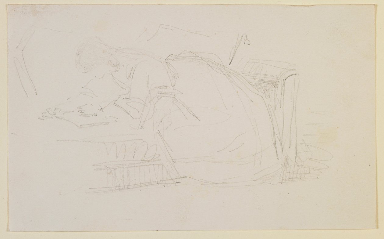 Een Meisje Liggend op een Bank, Lezend door James Abbott McNeill Whistler