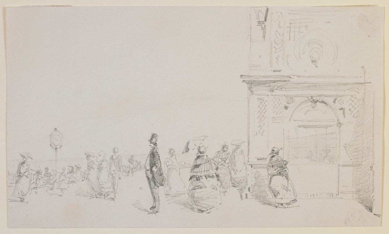 Een groep figuren op een esplanade door James Abbott McNeill Whistler