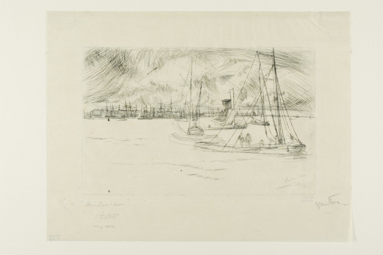 Amsterdam, vanaf het Tolhuis door James Abbott McNeill Whistler