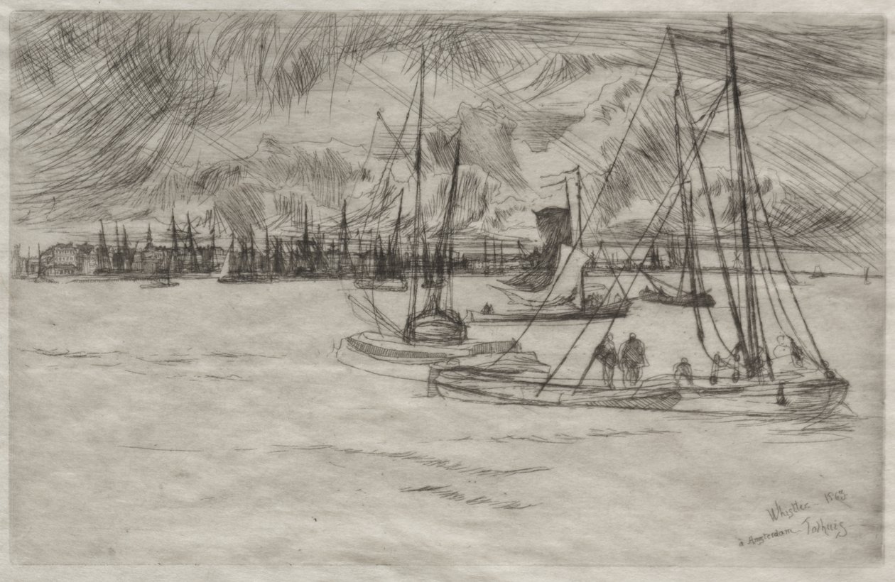 Amsterdam vanuit het Tolhuis door James McNeill Whistler