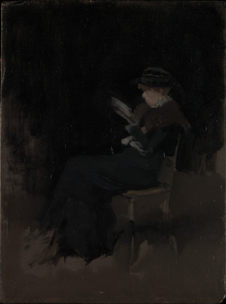 Compositie in zwart: Lezende meisje door James McNeill Whistler
