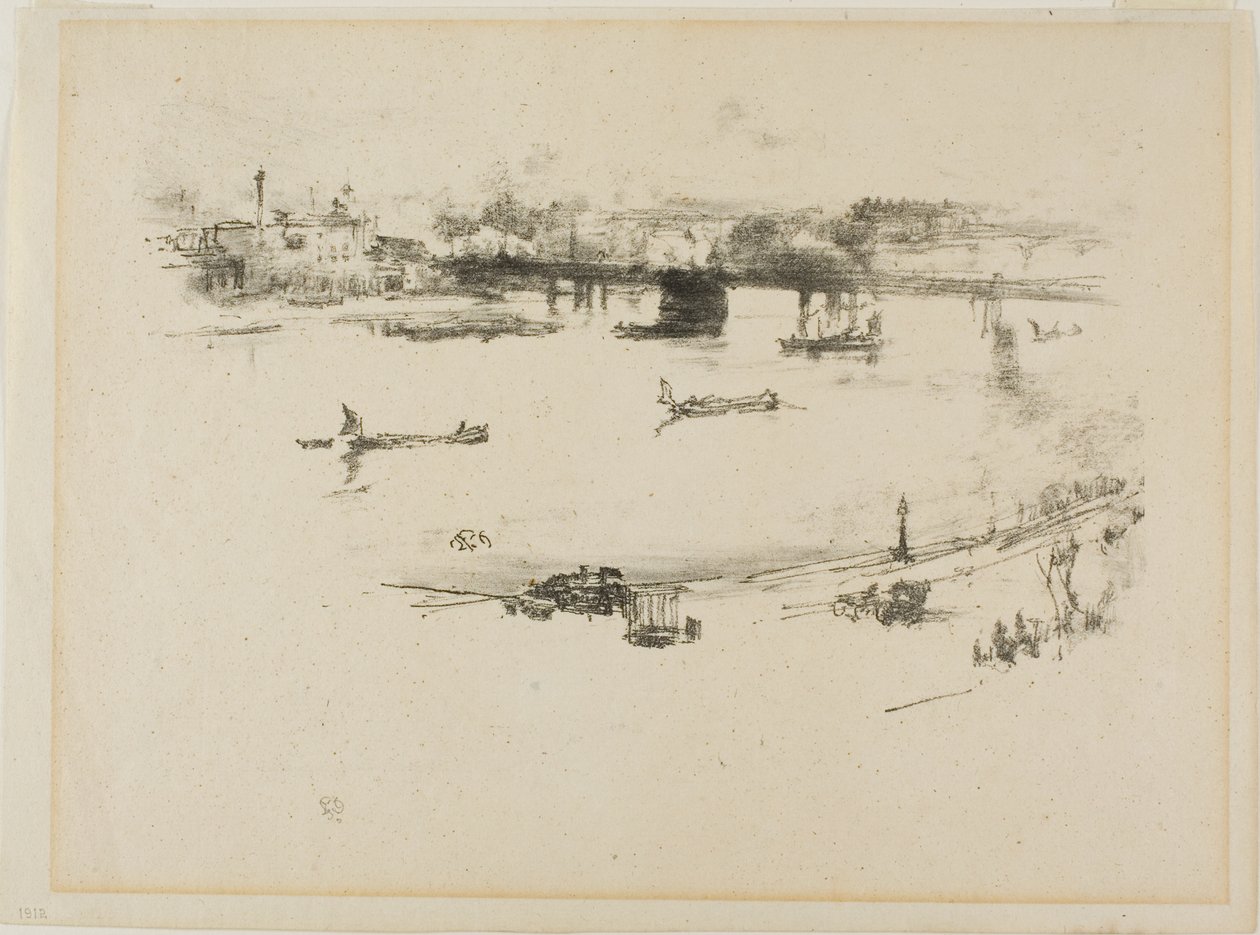 Charing Cross Spoorwegbrug door James Abbott McNeill Whistler
