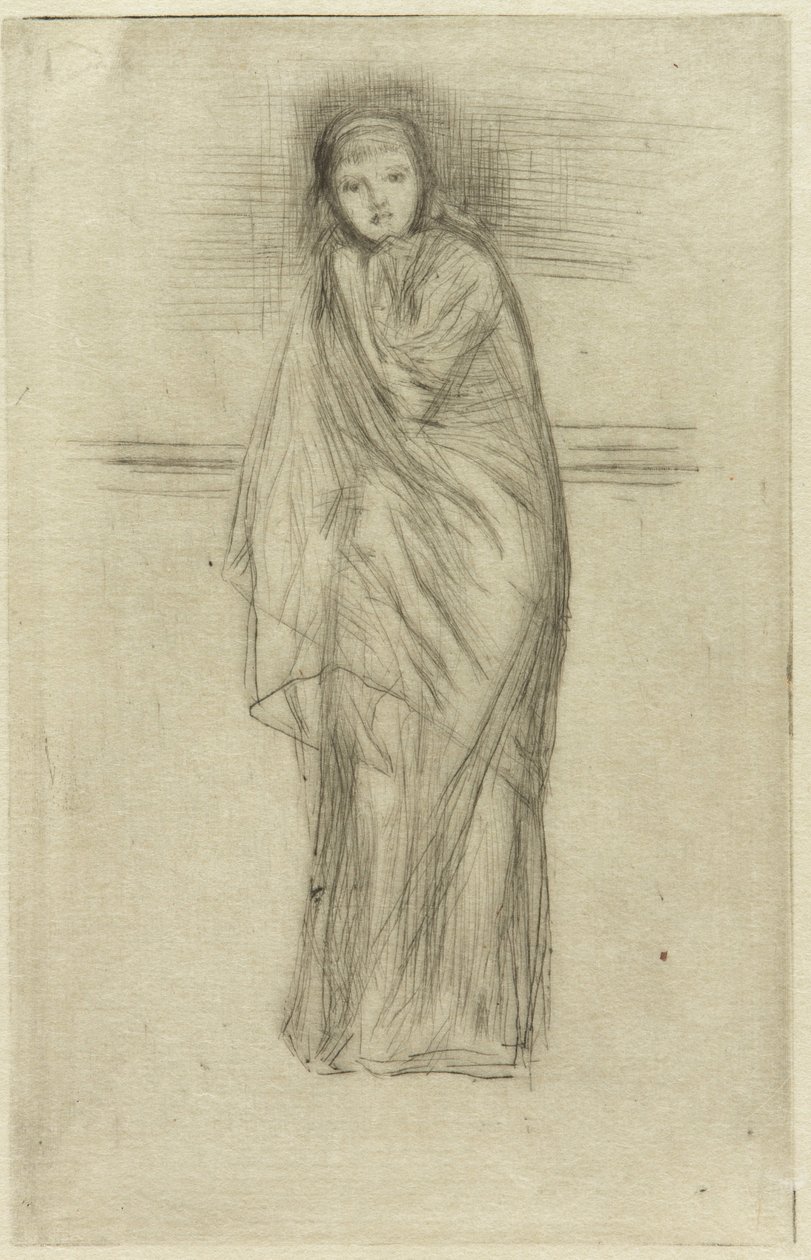 Gedrapeerd Model door James Abbott McNeill Whistler