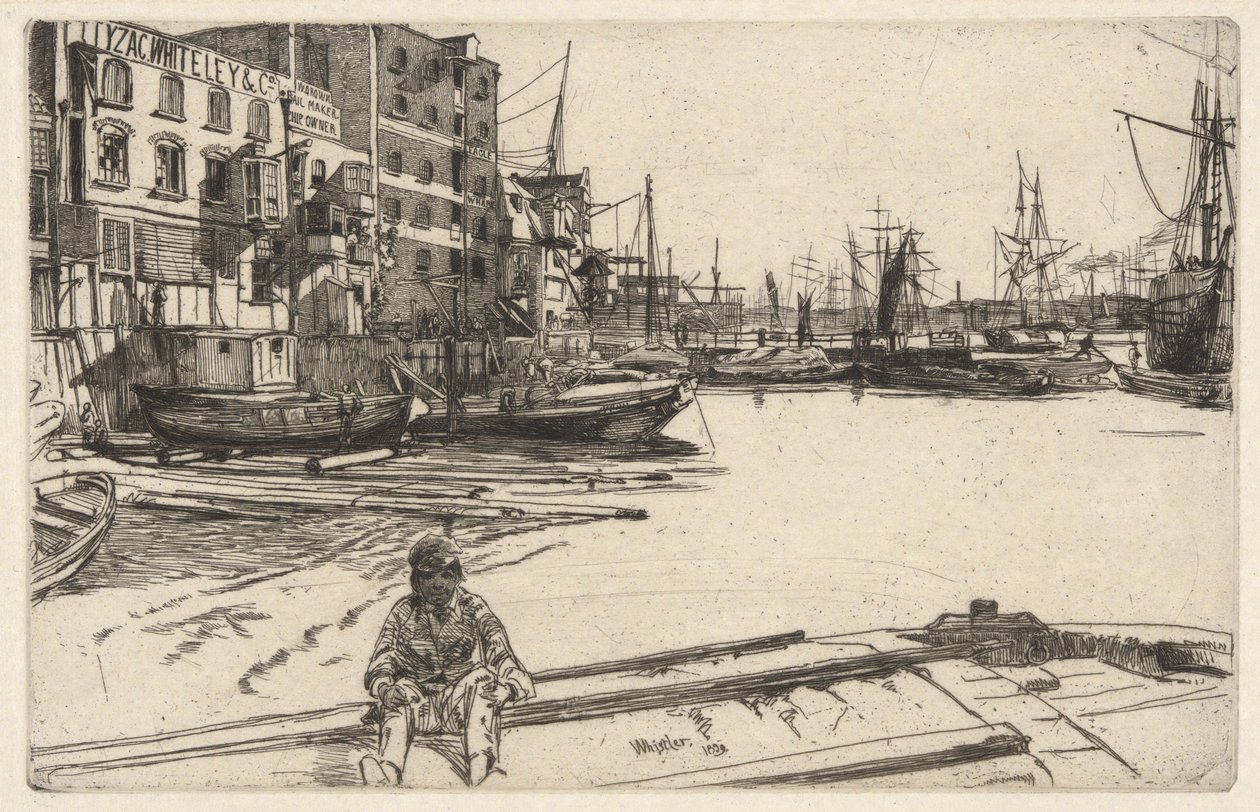 Eagle Wharf, uit de Thames Set door James Abbott McNeill Whistler