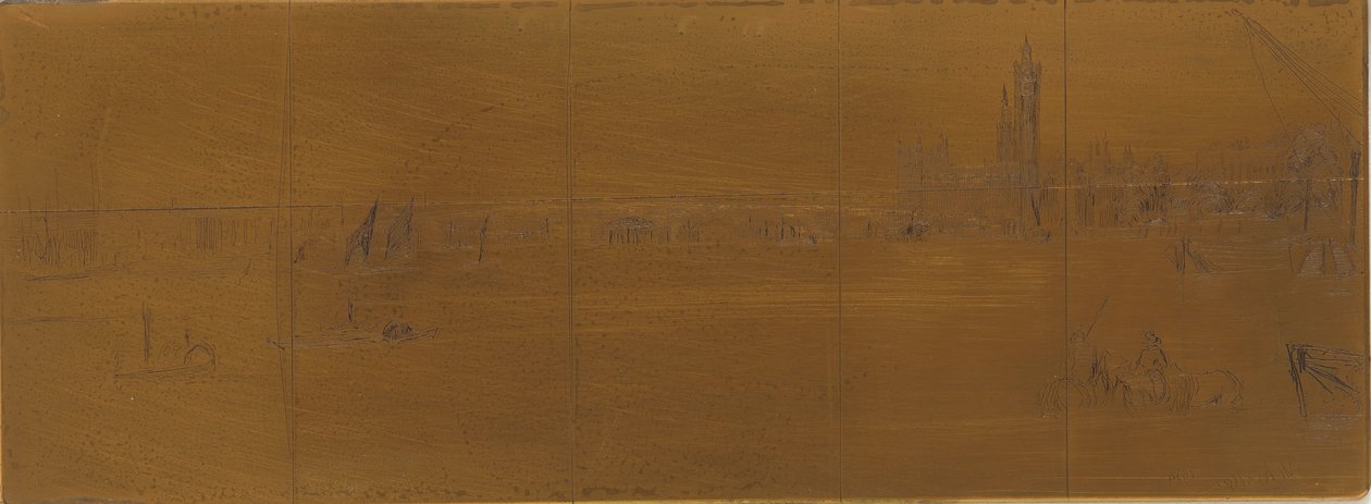Etsplaat: Oude Westminster Brug door James Abbott McNeill Whistler