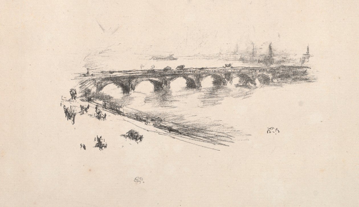 Avond, Kleine Waterlogebrug door James McNeill Whistler