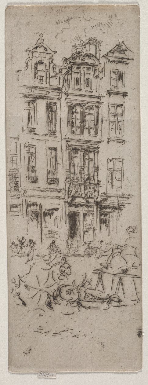 Bloemenmarkt, Brussel door James McNeill Whistler