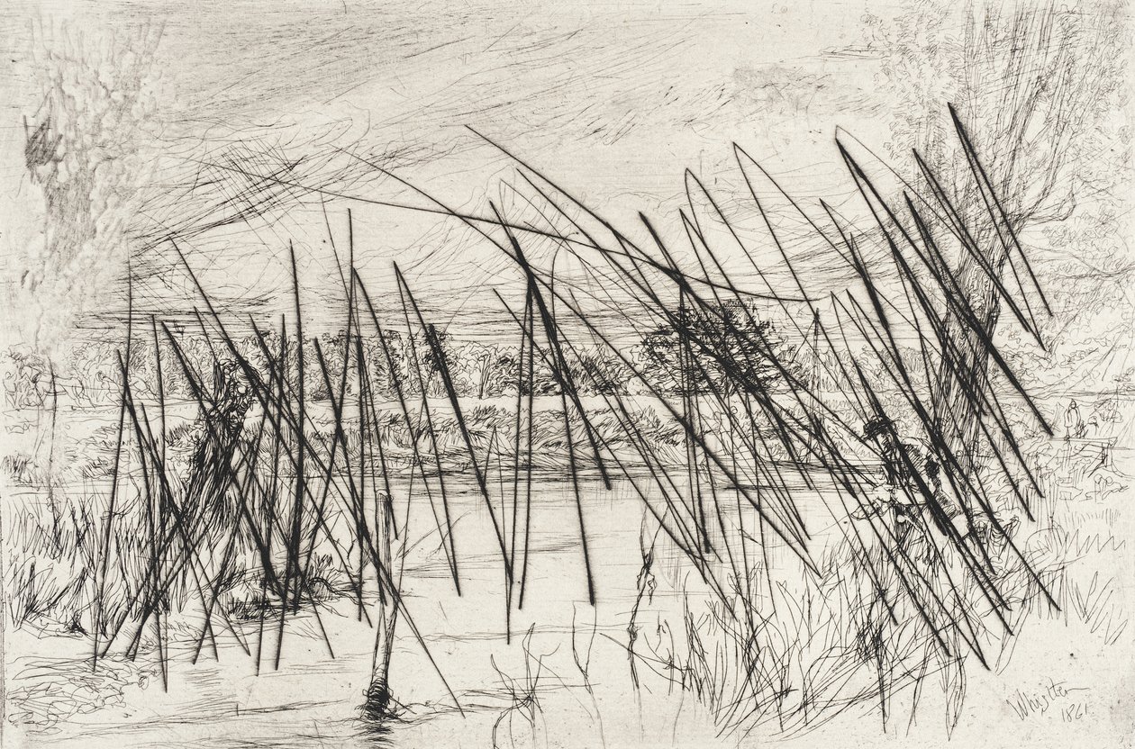 Landschap met een visser door James McNeill Whistler
