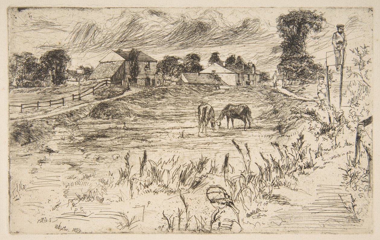 Landschap met het paard door James McNeill Whistler