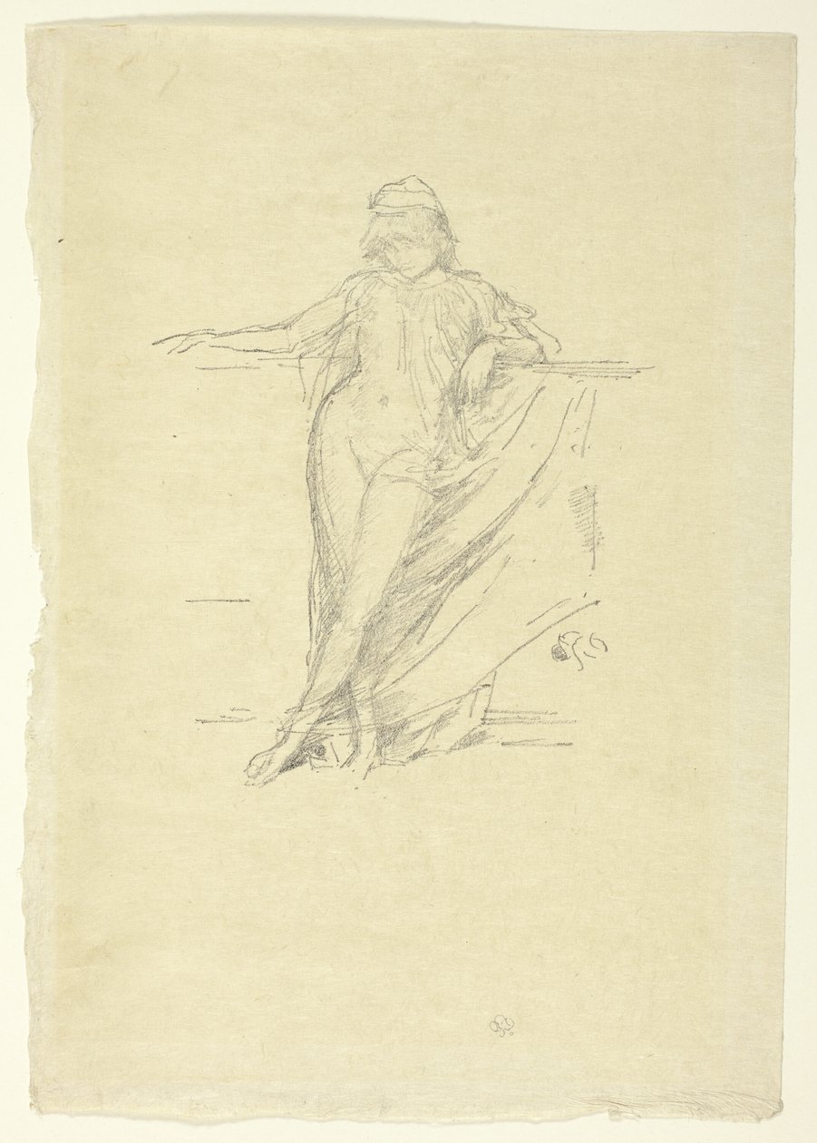 Kleine gedrapeerde figuur, leunend door James Abbott McNeill Whistler