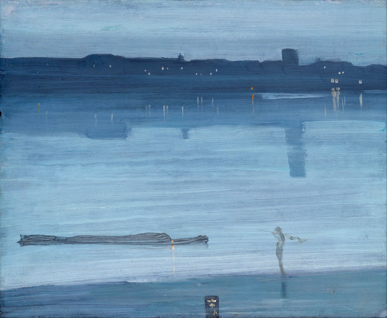Nocturne: Blauw en zilver - Chelsea door James McNeill Whistler