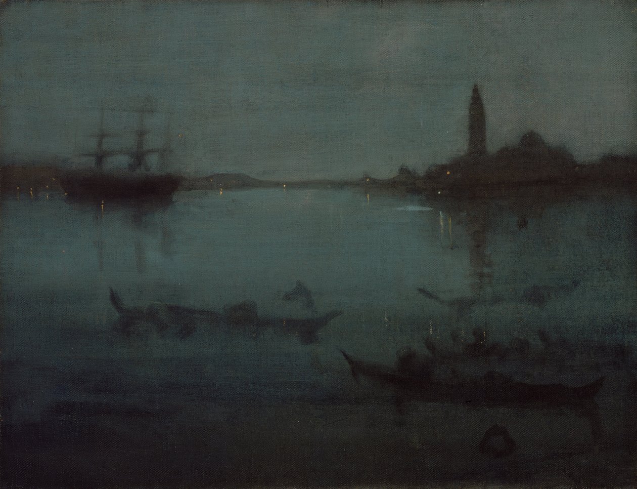 Nocturne in blauw en zilver: de lagune, Venetië door James McNeill Whistler