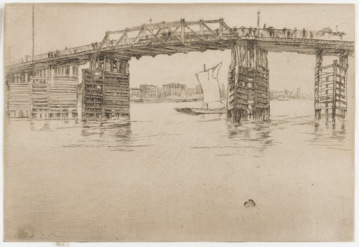 Oude Battersea-brug door James Abbott McNeill Whistler