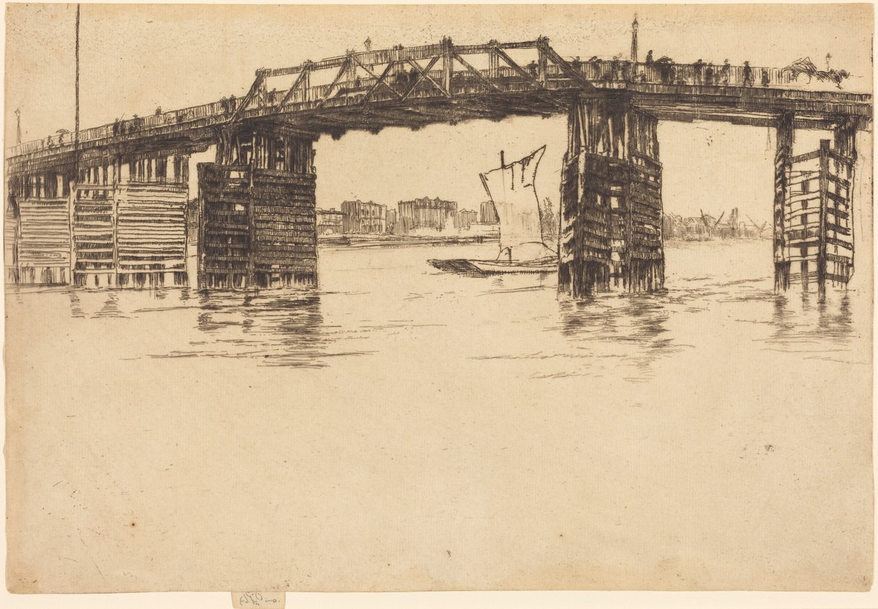De oude Battersea Bridge door James McNeill Whistler