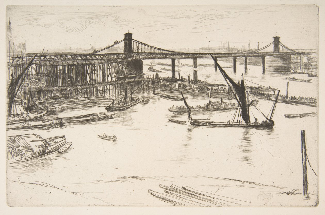 Oude Hungerford Bridge door James McNeill Whistler