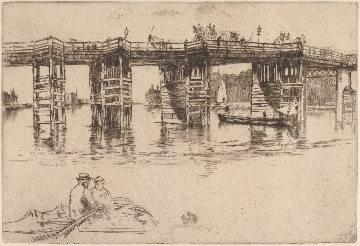 De oude Putney Bridge door James McNeill Whistler