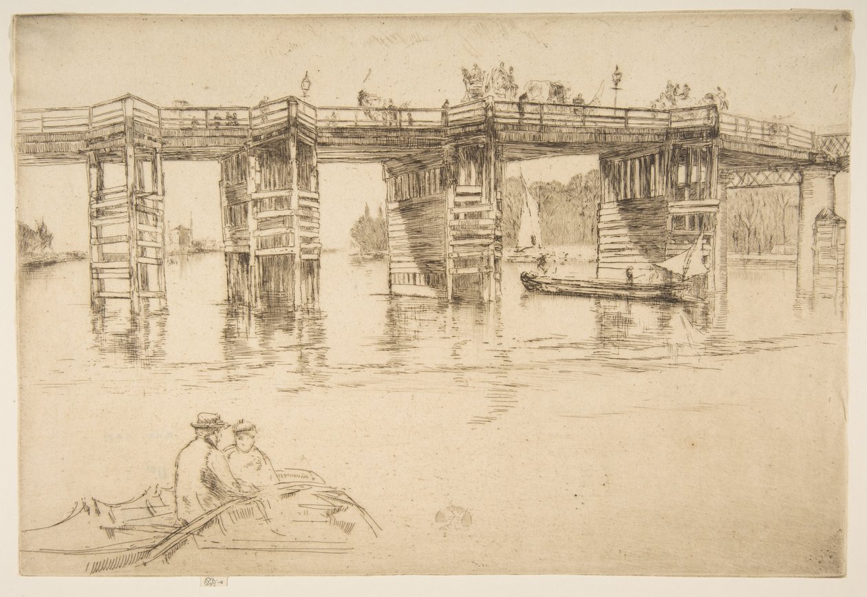 De oude Putney Bridge door James McNeill Whistler