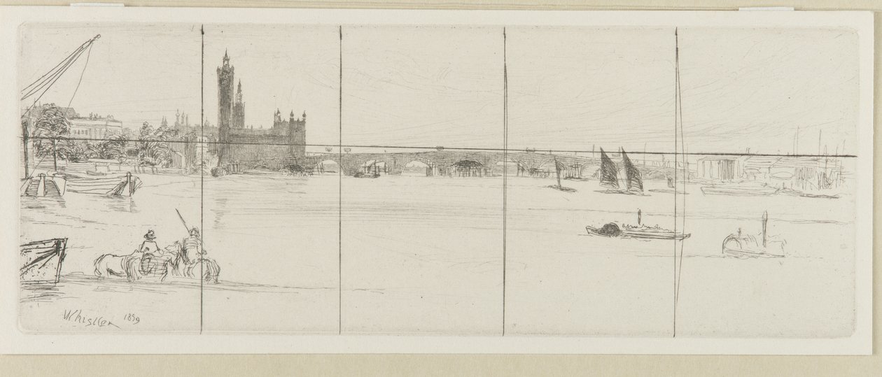 Oude Westminster Bridge door James Abbott McNeill Whistler