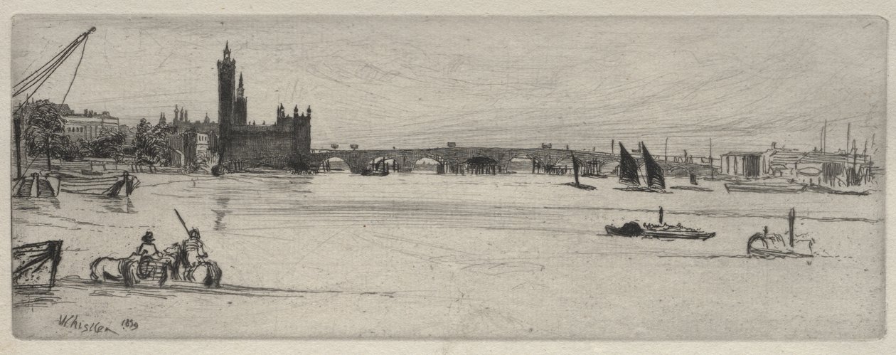 De oude Westminster Bridge door James McNeill Whistler