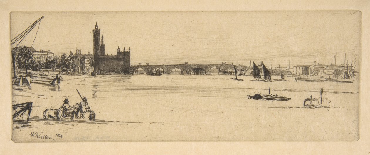 De oude Westminster Bridge door James McNeill Whistler