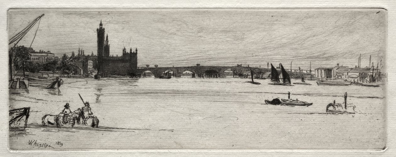 De oude Westminster Bridge door James McNeill Whistler
