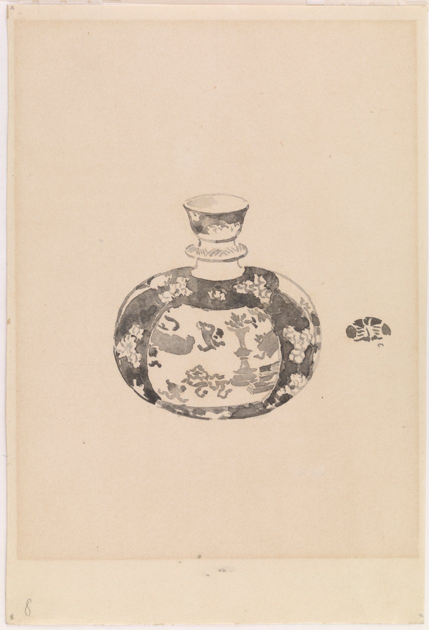 Ovormige gemberpot met klokvormige deksel door James Abbott McNeill Whistler
