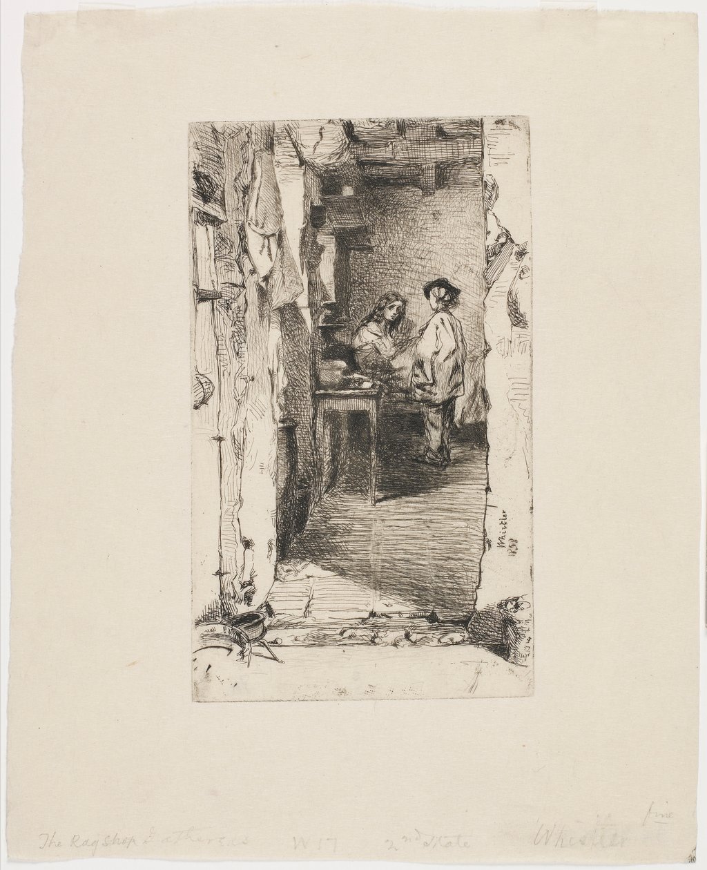 Voddenrapers, Quartier Mouffetard, Parijs door James Abbott McNeill Whistler