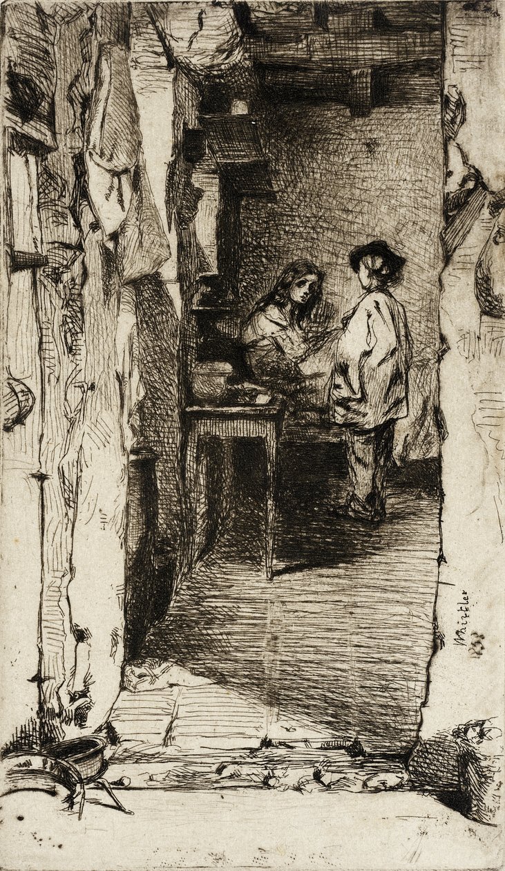 Rag Pickers, wijk Mouffetard, Parijs door James McNeill Whistler