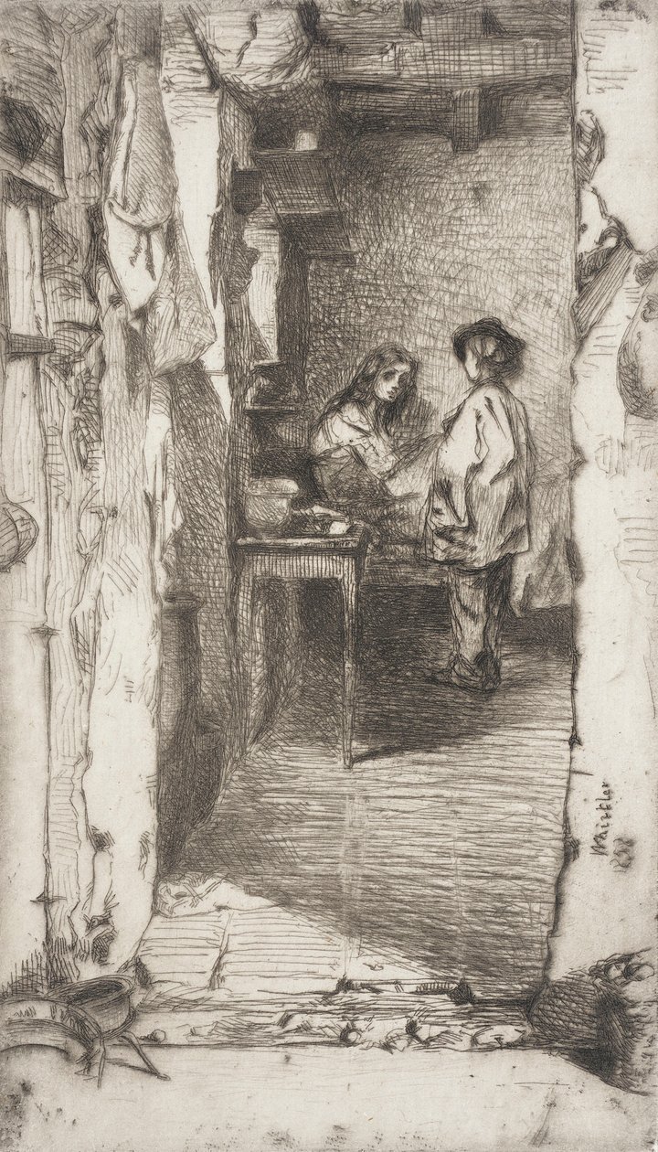 Lompenrapers, Quartier Mouffetard, Parijs door James McNeill Whistler