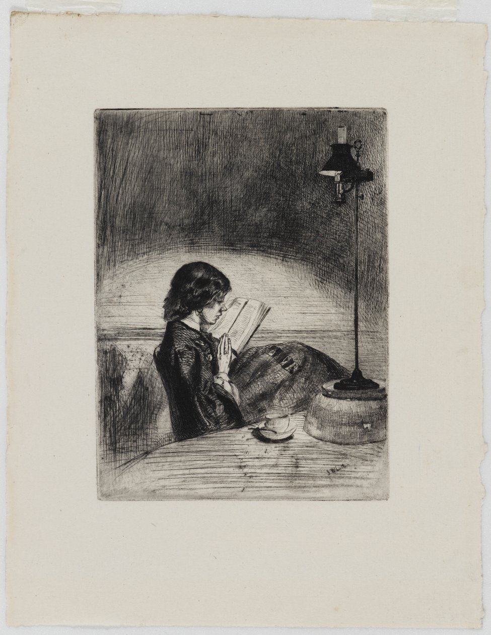 Lezen bij lamplicht door James Abbott McNeill Whistler