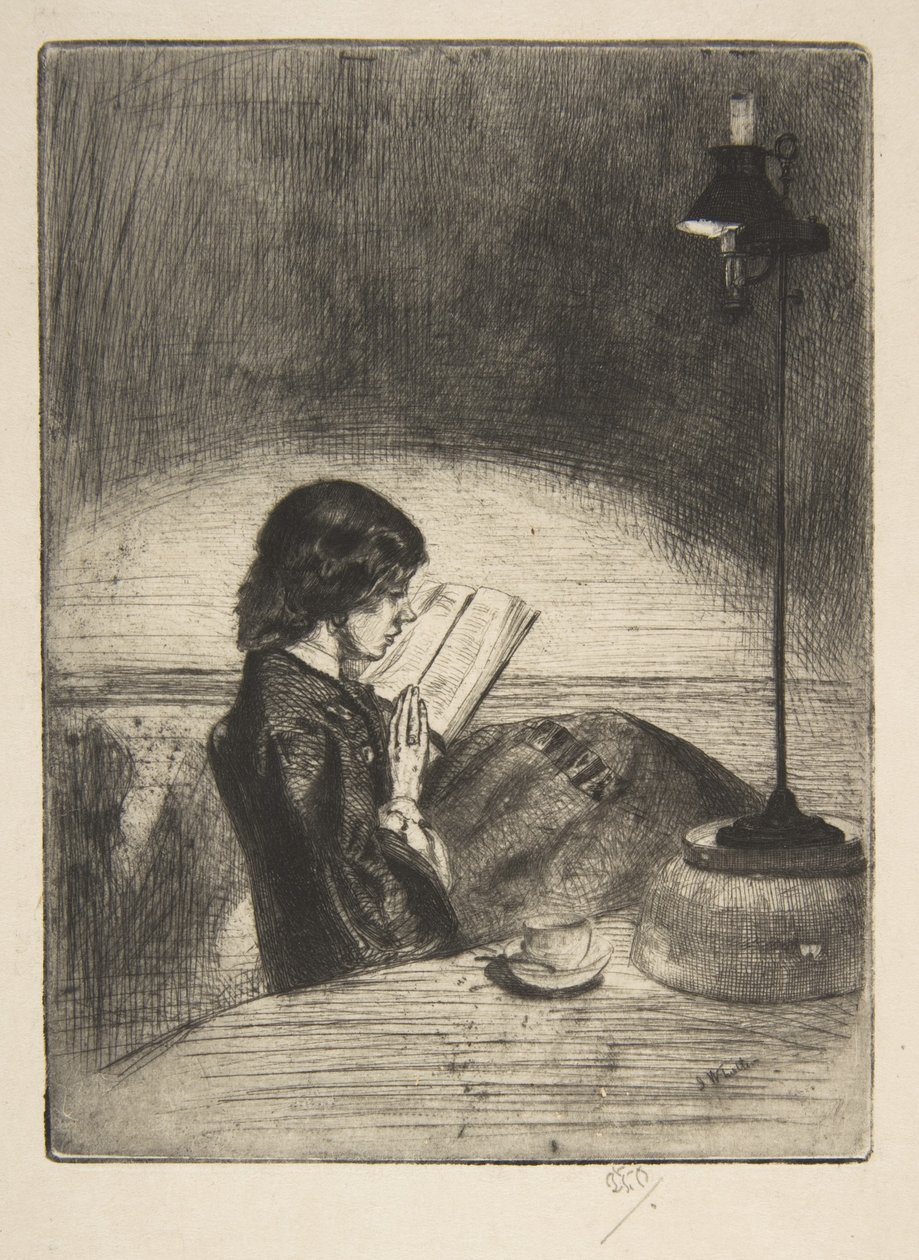 Lezen bij lamplicht door James McNeill Whistler