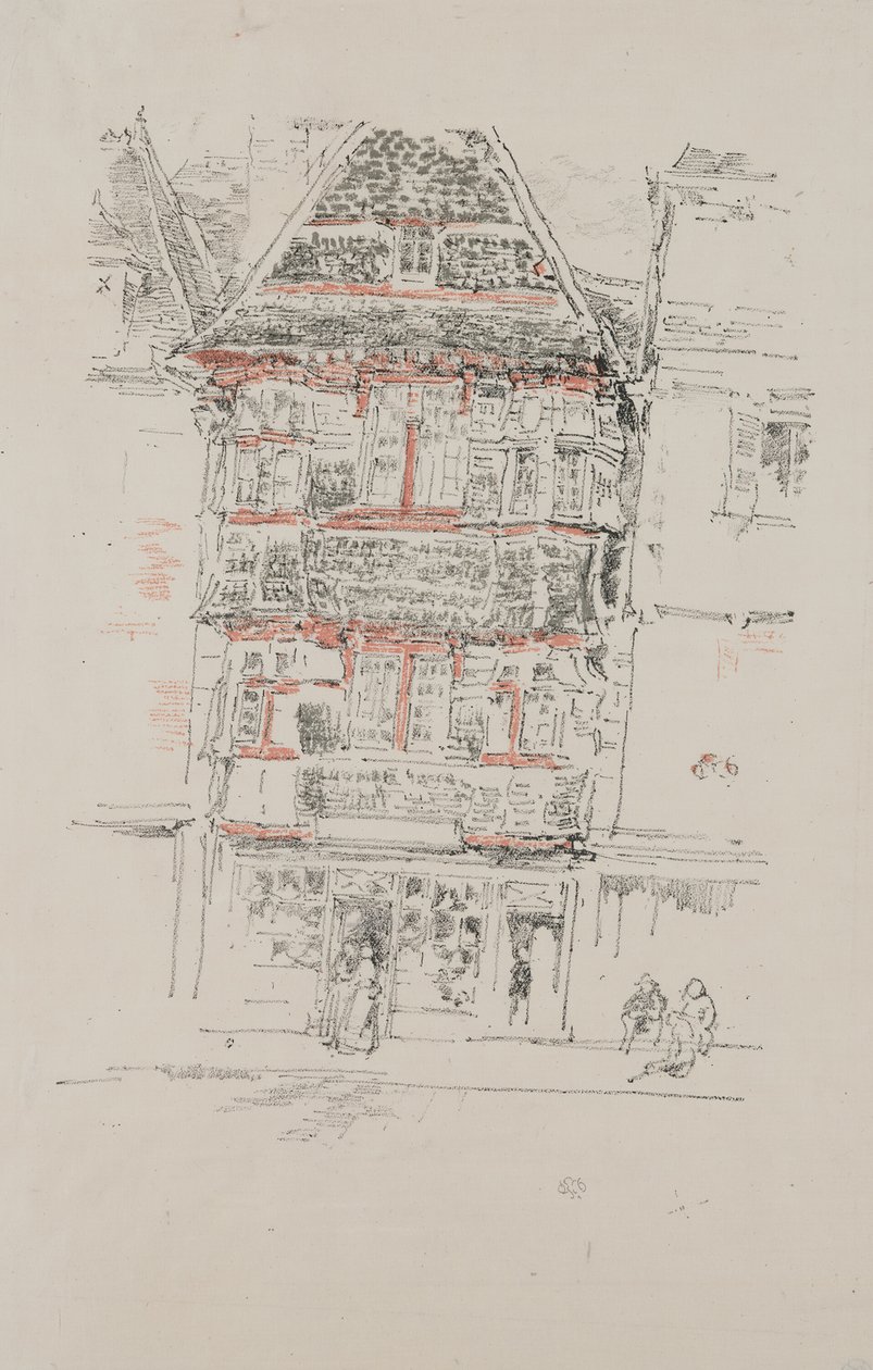 Rood huis, Paimpol door James Abbott McNeill Whistler