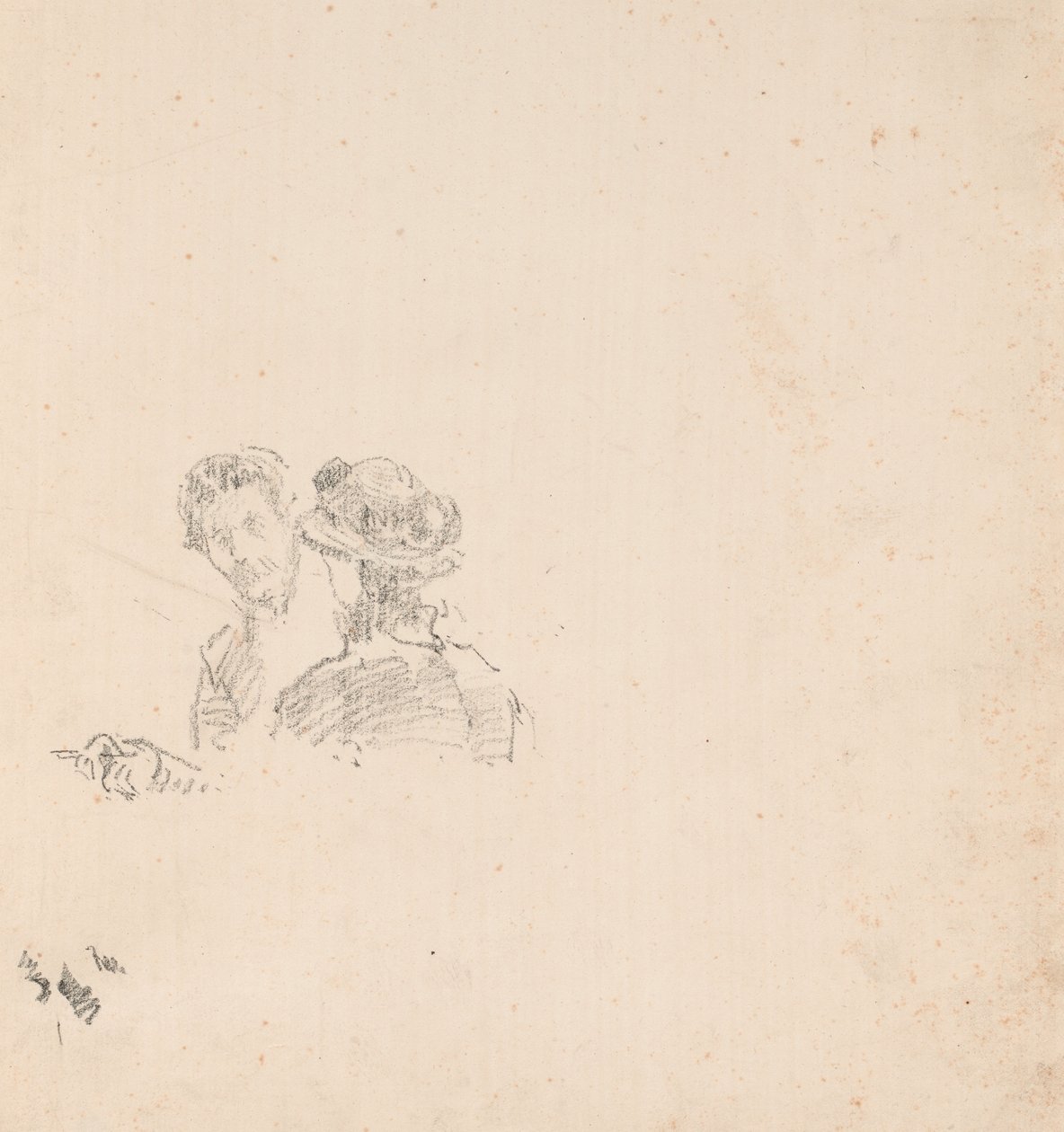Schets: Zelfportret met Miss R. Birnie Philip door James McNeill Whistler