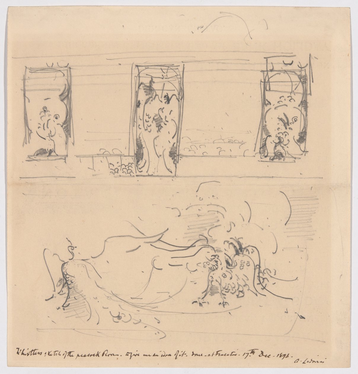 Schets van de Pauwenkamer door James McNeill Whistler