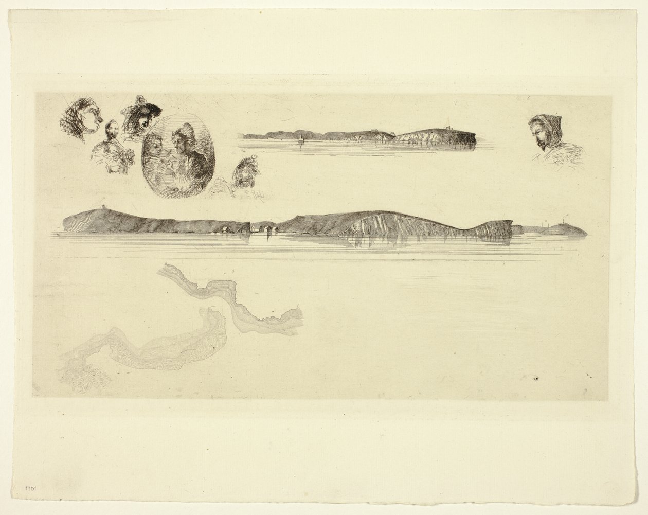 Schetsen op de Kustonderzoek Plaat door James Abbott McNeill Whistler
