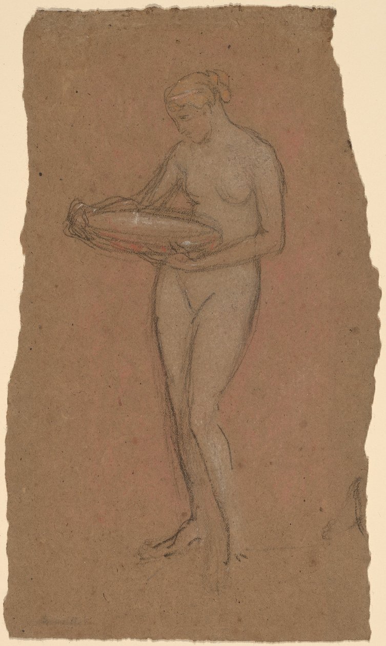 Staande Vrouwelijke Naakt met een Kom door James Abbott McNeill Whistler