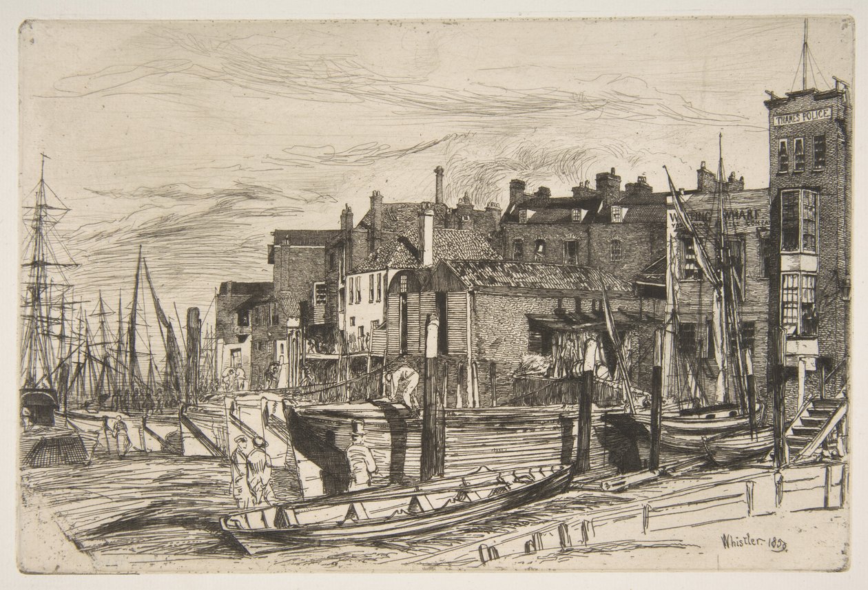 Theemspolitie, Wapping Wharf door James McNeill Whistler