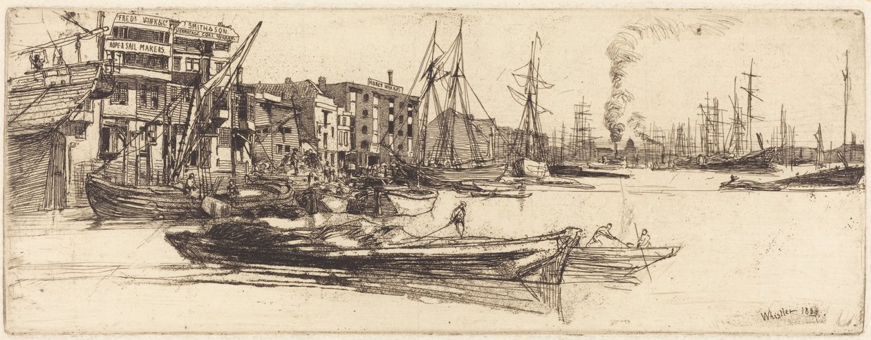 Thames-magazijnen door James McNeill Whistler
