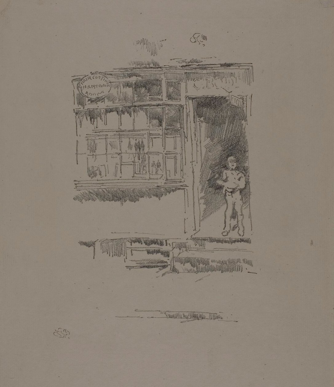 De kapperszaak in de Mews door James McNeill Whistler