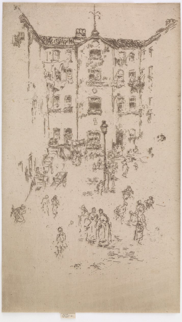 De binnenplaats, Brussel door James Abbott McNeill Whistler