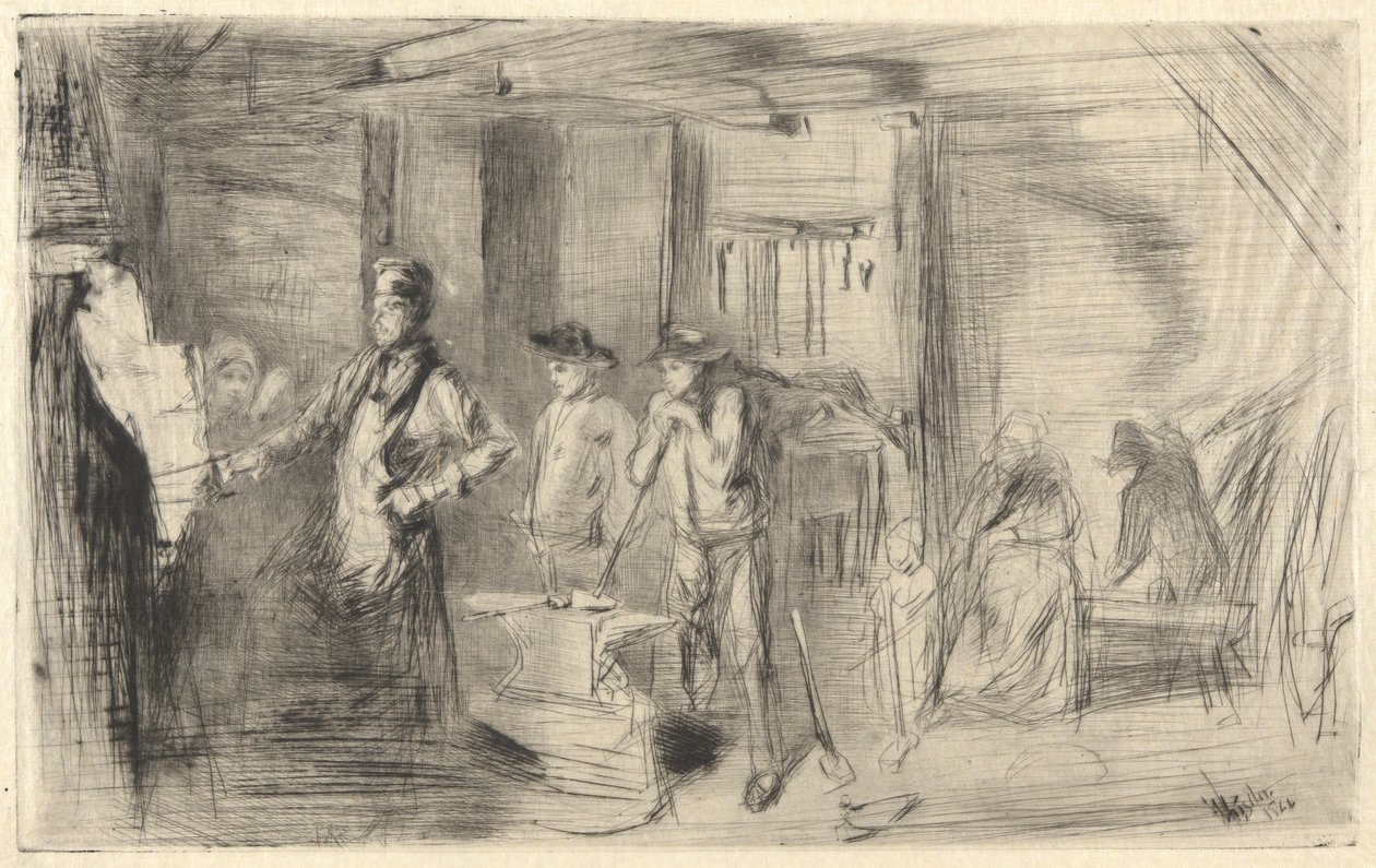 De Smidse, uit de Thames Set (Een Serie van Zestien Etsen van Scènes aan de Theems en Andere Onderwerpen) door James Abbott McNeill Whistler