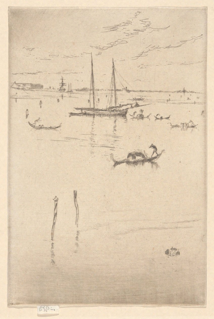 De Kleine Lagune, uit de eerste Venetië-serie (Venetië, een serie van twaalf etsen) door James McNeill Whistler