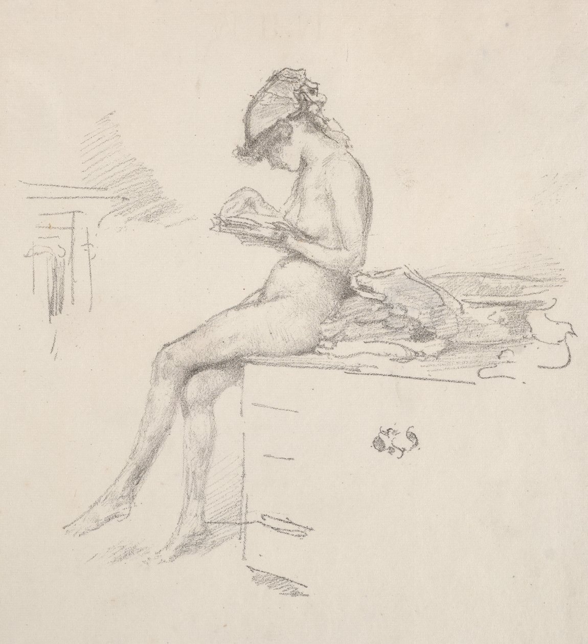Het kleine naaktmodel dat aan het lezen is door James McNeill Whistler