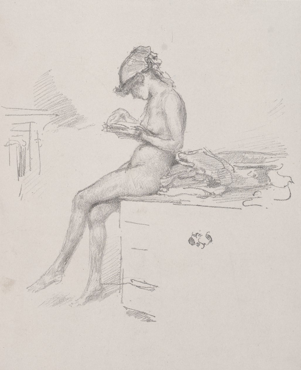 Het kleine naaktmodel dat aan het lezen is door James McNeill Whistler