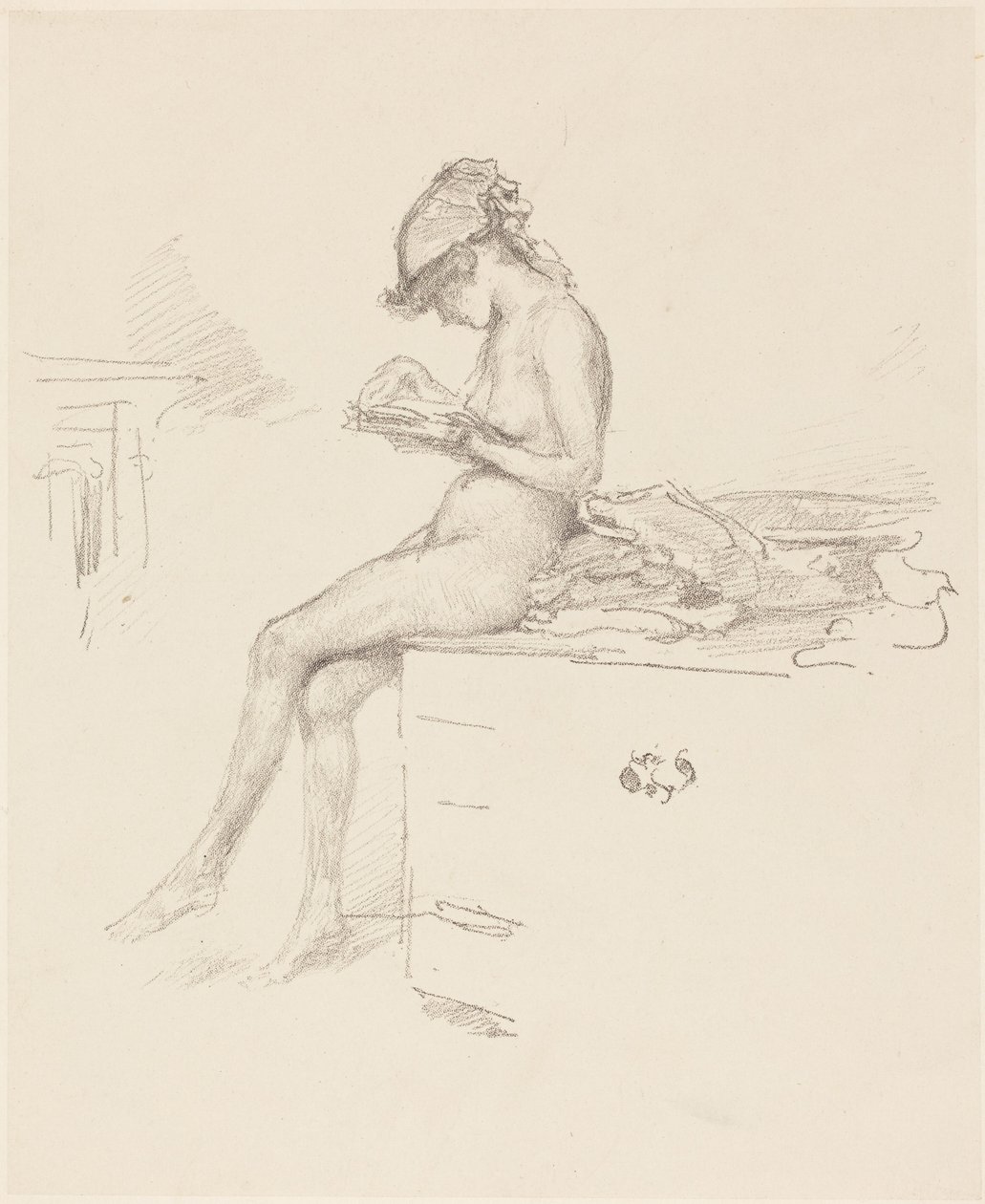 Het kleine naaktmodel, aan het lezen door James McNeill Whistler