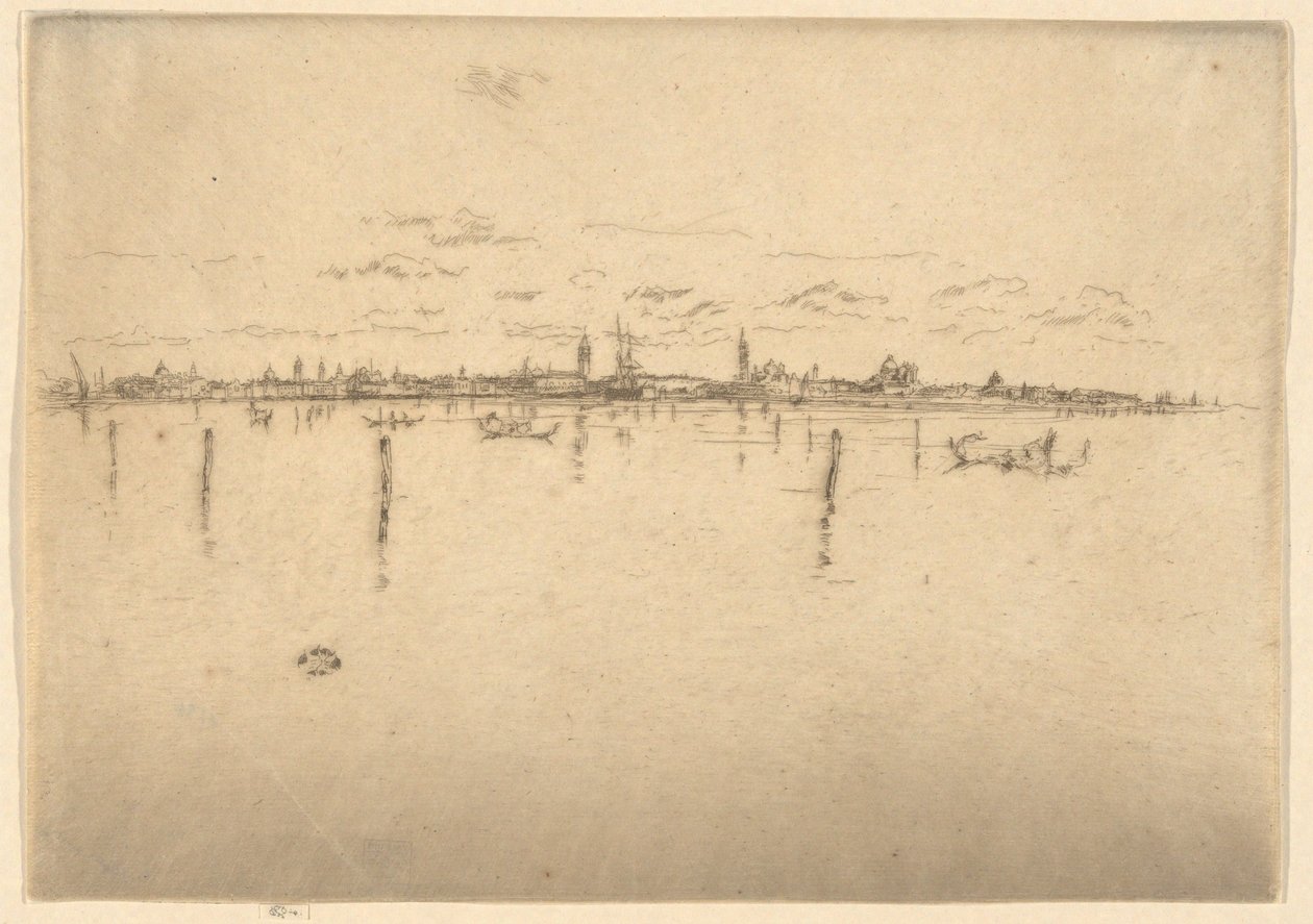 Het Kleine Venetië, uit de eerste Venetië-serie (Venetië, een serie van twaalf etsen) door James McNeill Whistler