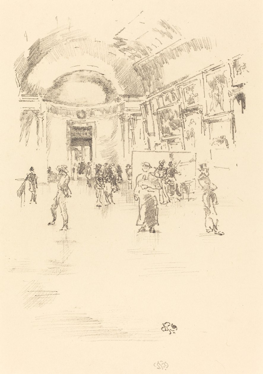 De lange galerij, Louvre door James Abbott McNeill Whistler
