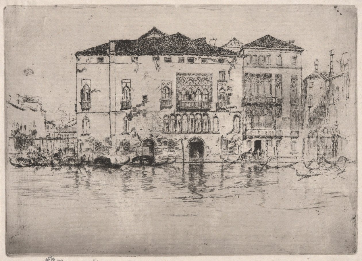 De paleizen, uit de Eerste Venetië Set (Venetië, Een Serie van Twaalf Etsen) door James Abbott McNeill Whistler
